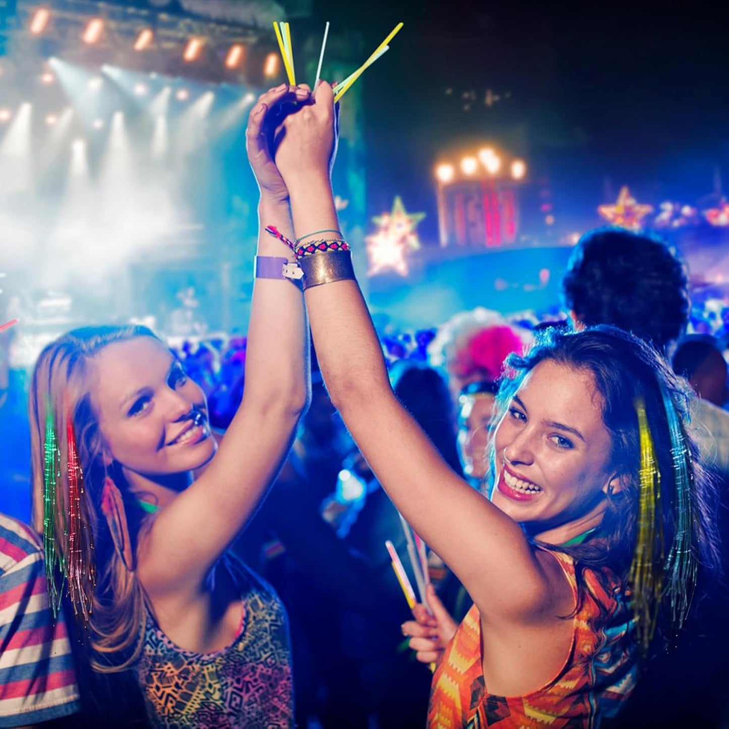 16 Pack Light Up Hair Accessories Braid, Glow in the Dark Party Supplies Favors for Women Girl, Light Up Braid Extension Clips Neon Rave Party Festival Accessories