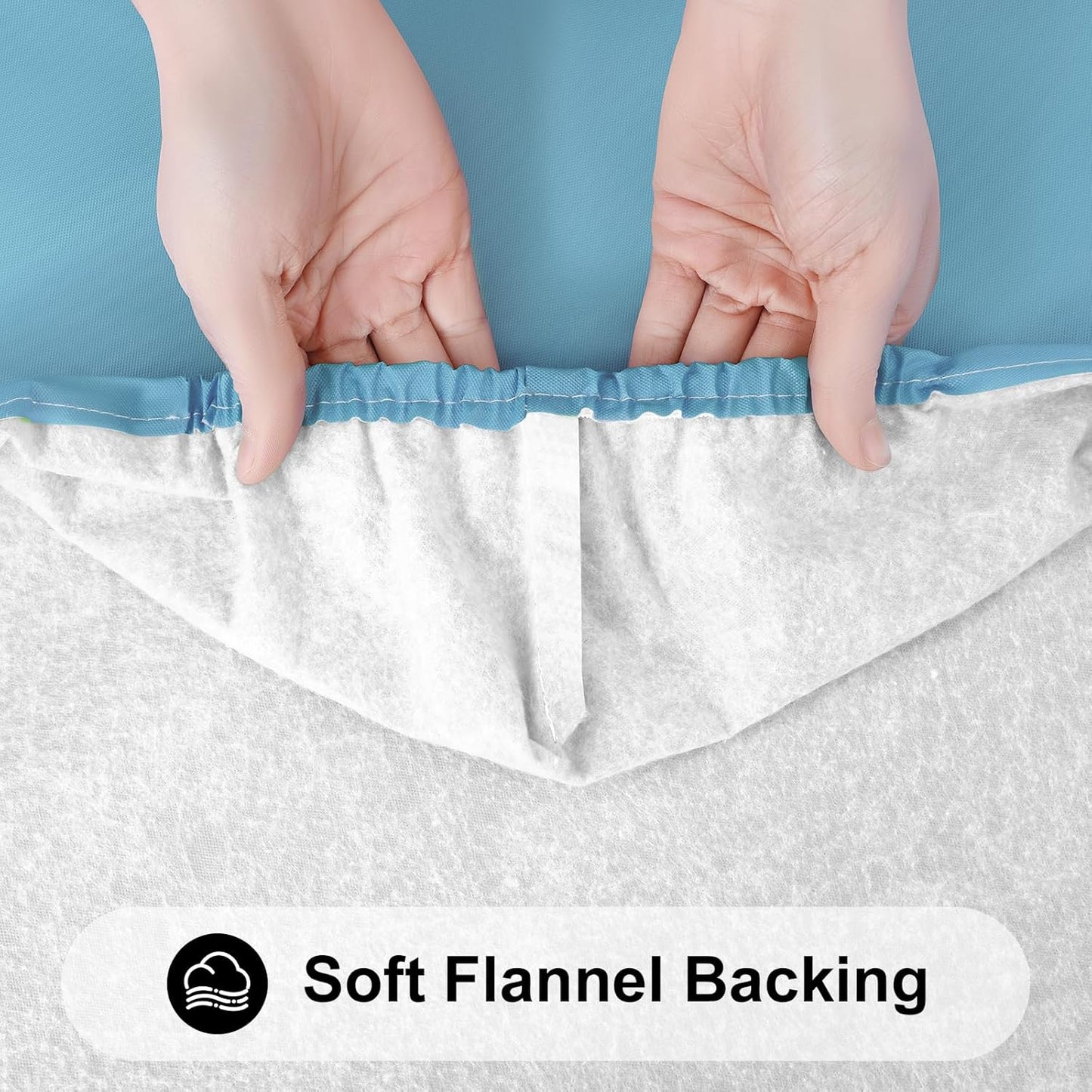 Smiry Rectangle Tablecloth, Elastic Fitted Flannel Backed Vinyl Tablecloths for 4ft Folding Tables, Waterproof Wipeable Table Covers for Indoor, Outdoor, Picnic and Camping (Aqua, 30"x48")