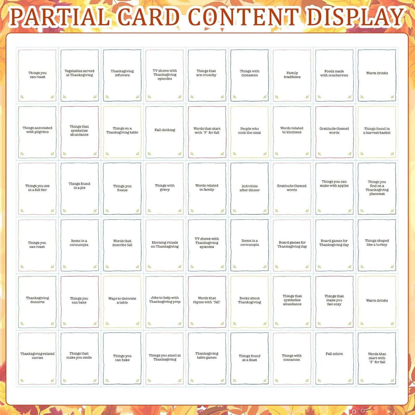 Sosation Thanksgiving Trivia Games Sets Family Party Cards Against Thanksgiving Categories Party Game Happy Fall Harvest Board Game Turkey Dinner Activity for Adults Holiday Group