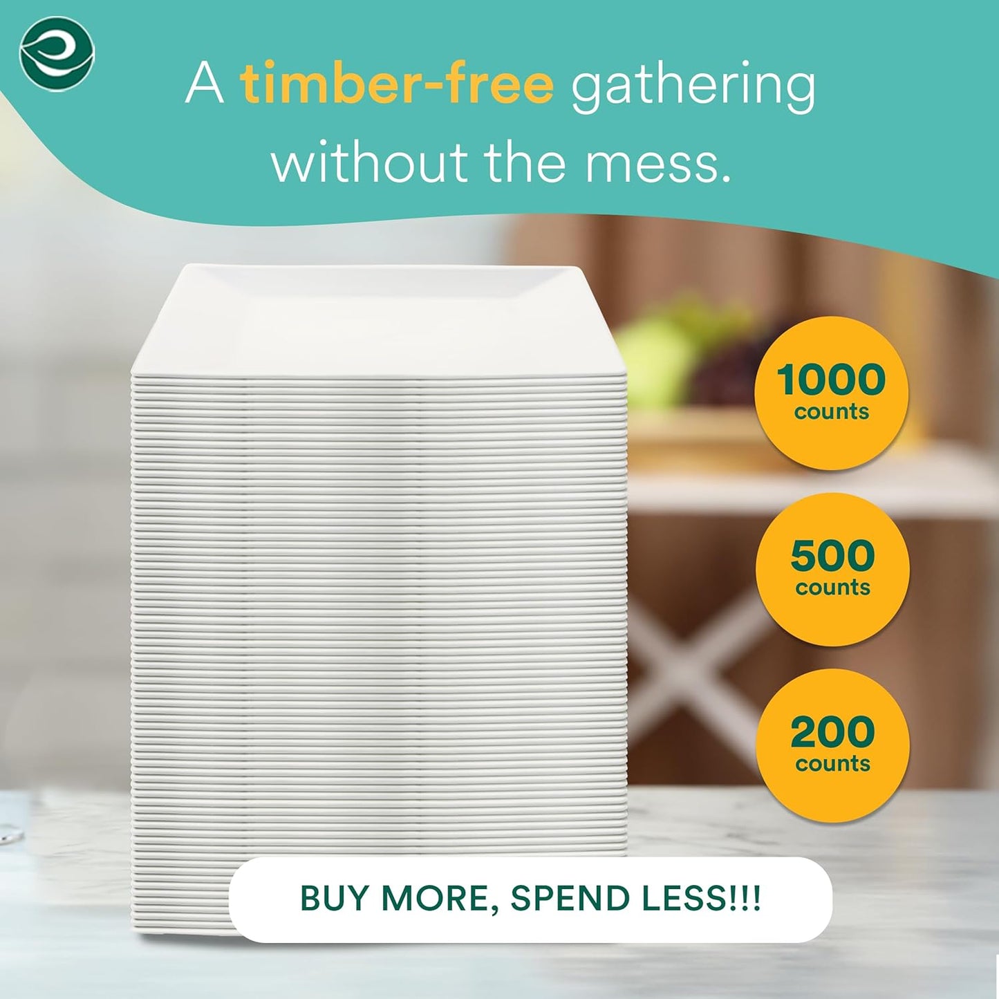 ECO SOUL Compostable Paper Plates 6 Inch (400 Count) Heavy Duty Disposable Dessert Plates, Eco-Friendly Sugarcane Bagasse Small Plates For Appetizer- White