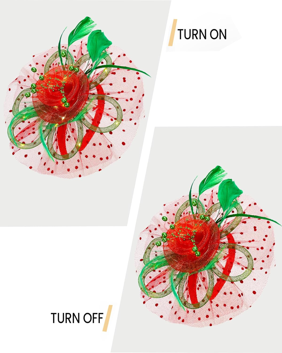 Fascinator Hat for Women LED Light up Tea Party Hats Mesh Veil Headband for Women