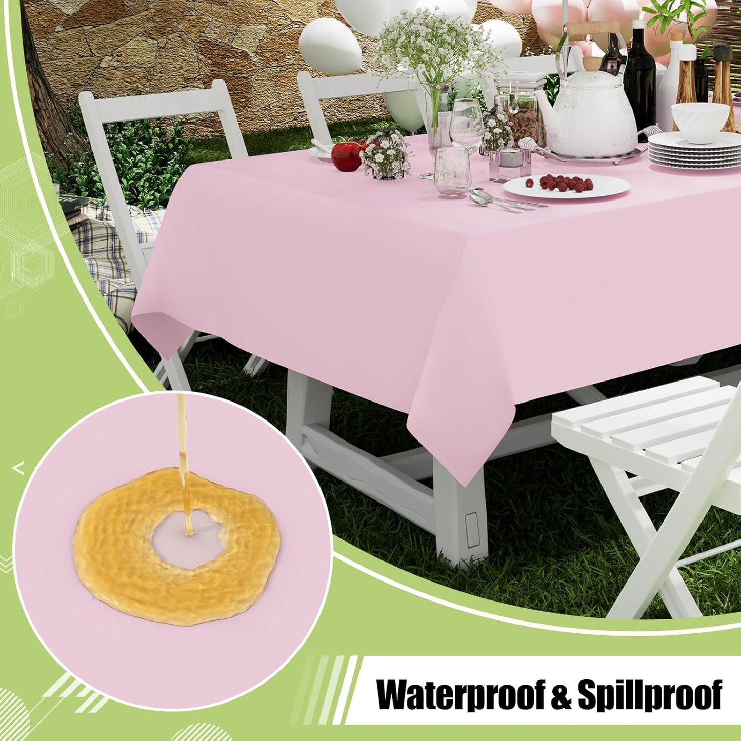 Smiry 54 Inch x 300 Feet Disposable Table Cover Roll, Pink Plastic Table Cloth in Cut-to-Size Box with Slide Cutter, Waterproof Rectangle Tablecloths for Weddings, Banquets, Outdoor