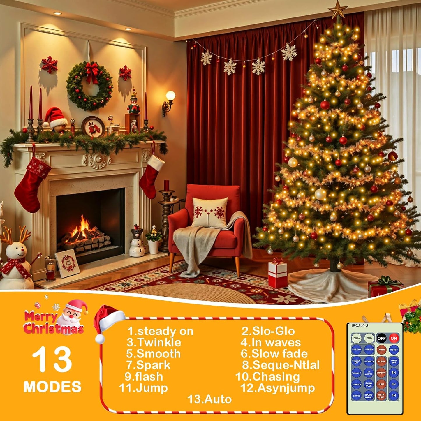 Decute 164FT 500LED Christmas Fairy String Lights Dimmable with Remote Control Copper Wire Starry Lights with UL Cerficated Decorative for Party Wedding Bedroom Christmas Tree Warm White