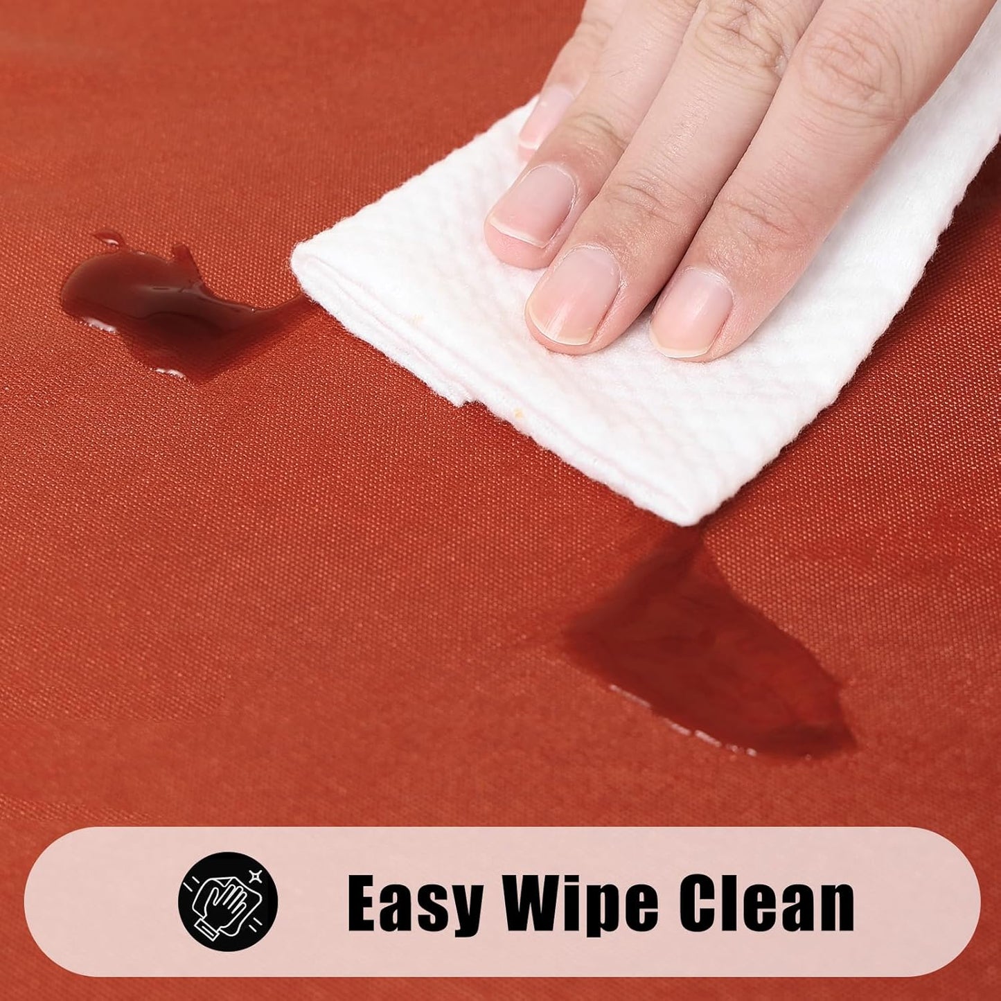 Smiry Rectangle Tablecloth, Elastic Fitted Flannel Backed Vinyl Tablecloths for 6ft Folding Tables, Waterproof Wipeable Table Covers for Indoor, Outdoor, Picnic and Camping (Rust, 30"x72")