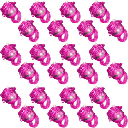 24 Pack Light Up Star Rings Glow in the Dark Party Flashing LED Jelly Finger Rings for July 4th,Halloween,Christmas,Concert,Goodie Bag Fillers,Raves