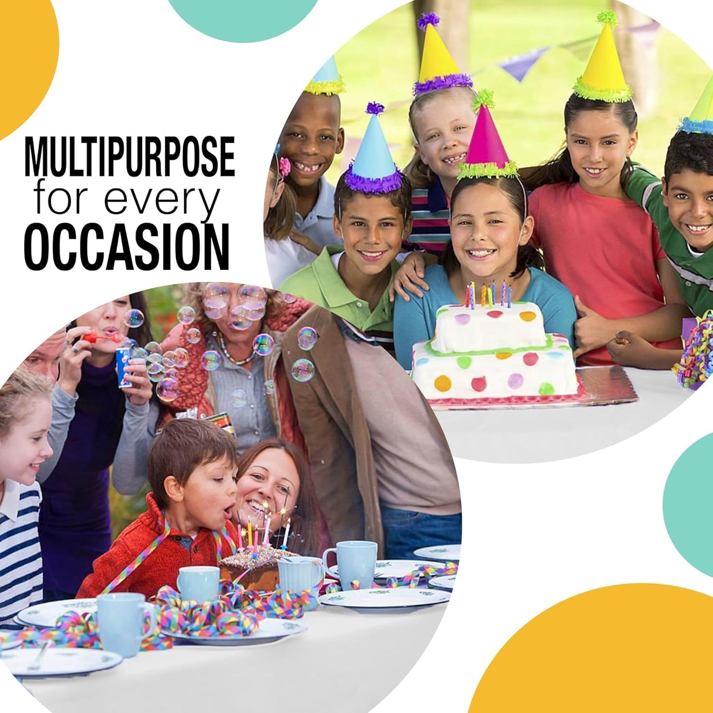 Party Solids 54 Inch X 100 Feet White Plastic Table Cover Roll in A Cut - to - Size Box with Convenient Slide Cutter. Cuts Up to 12 Rectangle 8 Feet Plastic Disposable Tablecloths