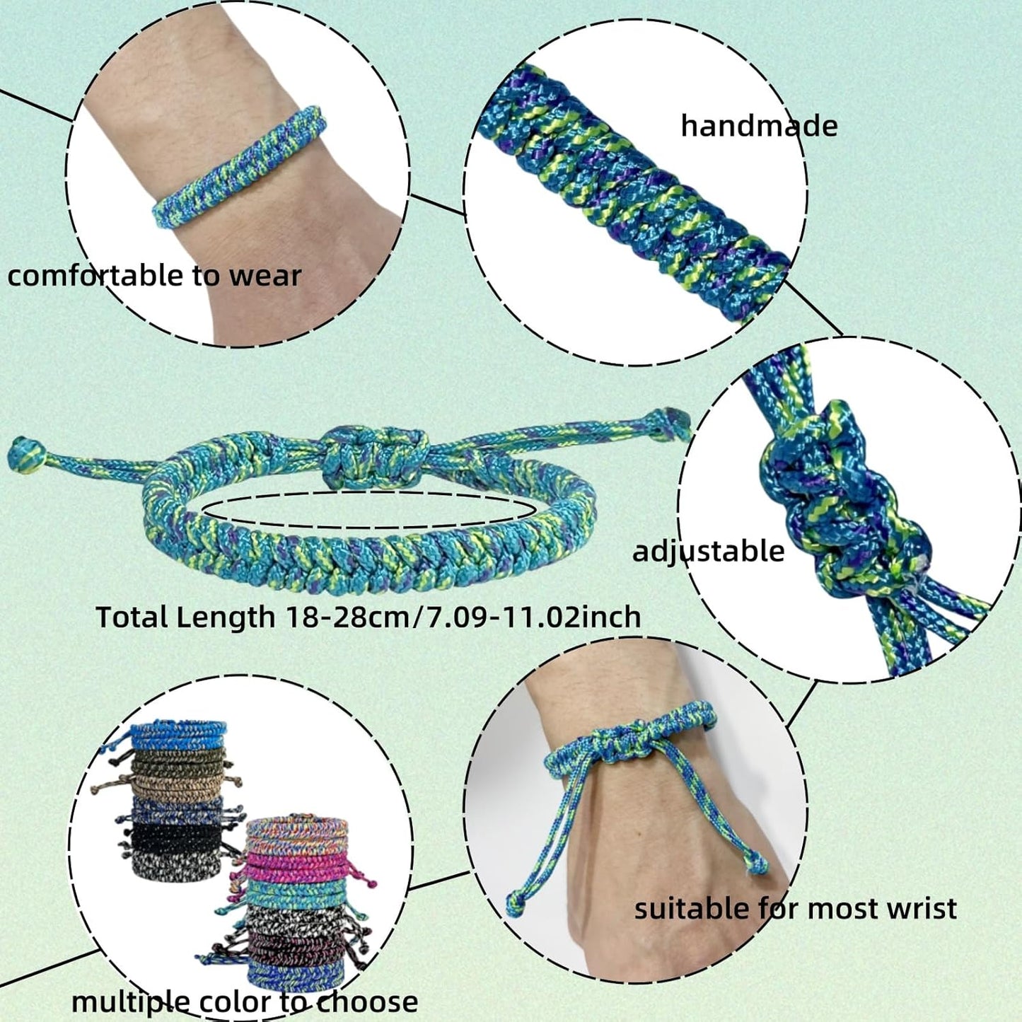 24 pcs Braided Friendship Bracelets for Teen Girls Boys Assorted Colors Paracord Bracelets Bulk Handmade Goody Bag Stuffers Easter Basket Filler for Teens Teenager Birthday Christmas Party Favors