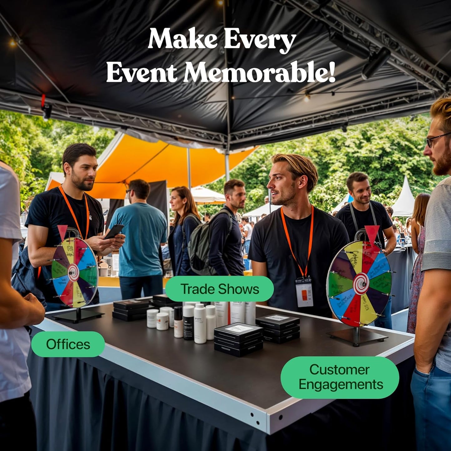 T-SIGN 12 Inch Heavy Duty Spinning Prize - 10 Slots Color Tabletop Roulette Spinner Wheel of Fortune - Spin The Wheel with Dry Erase Marker and Eraser Win The Fortune Spin Game for Trade Show