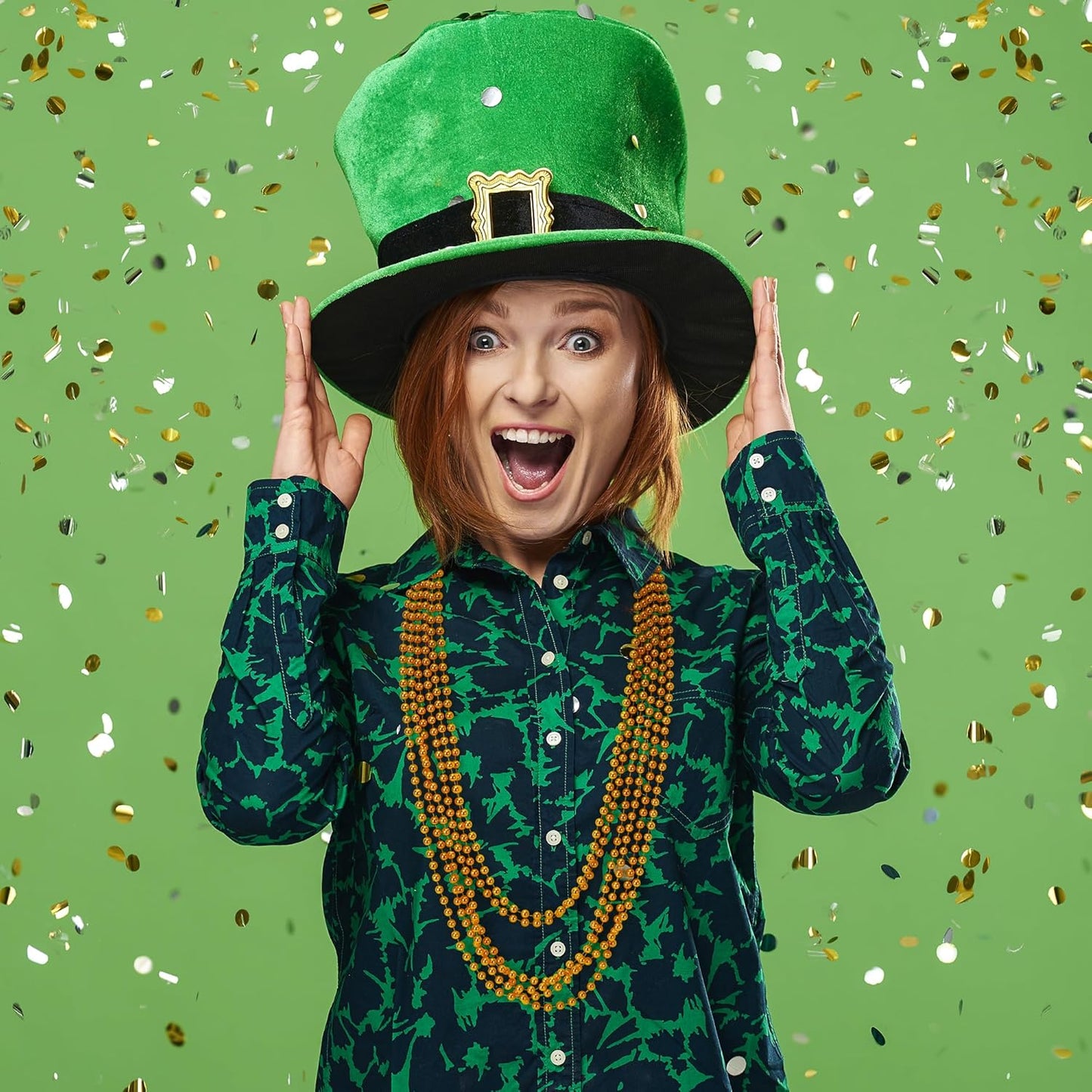 12 PCS Beaded Necklace, 33" Orange Mardi Gras Beads Necklaces Bulk, Mardi Gras Throws Accessory Set, Mardi Gras Beaded Stuff Set, Round Costume Bead Necklace for Carnival Festival Party Favors