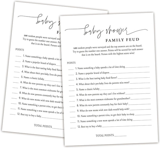 Family Feud Baby Shower Game - Pack of 30 Cards, Answer Key, Gender Neutral Decorations, Feud Game Supplies