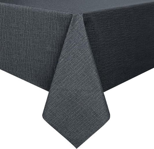 Romanstile 100% Waterproof PVC Tablecloth, Square Oil Spill Proof Stain Resistant Vinyl Table Cloth, Wipe Clean Plastic Table Covers for Kitchen/Dining/Parties - 54 x 54 Inch, Charcoal