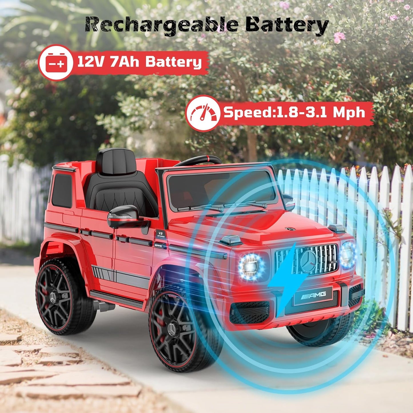 ANPABO Licensed Mercedes-Benz G63 Car for Kids, 12V Ride on Car w/Parent Remote Control, LED Headlights, Music Player & Horn, Soft Start, Low Battery Prompt, Kids Electric Vehicle, Red