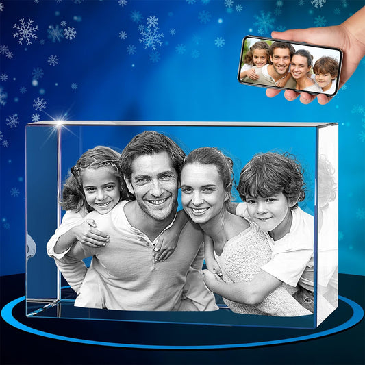 ArtPix 3D Crystal Photo, Christmas Personalized Gifts for Women, Wife, Her, Him, Men, Husband, Grandma, Great Xmas Customized Gift With Your Own Photo, Custom Glass 3D Laser Etched Picture Wedding