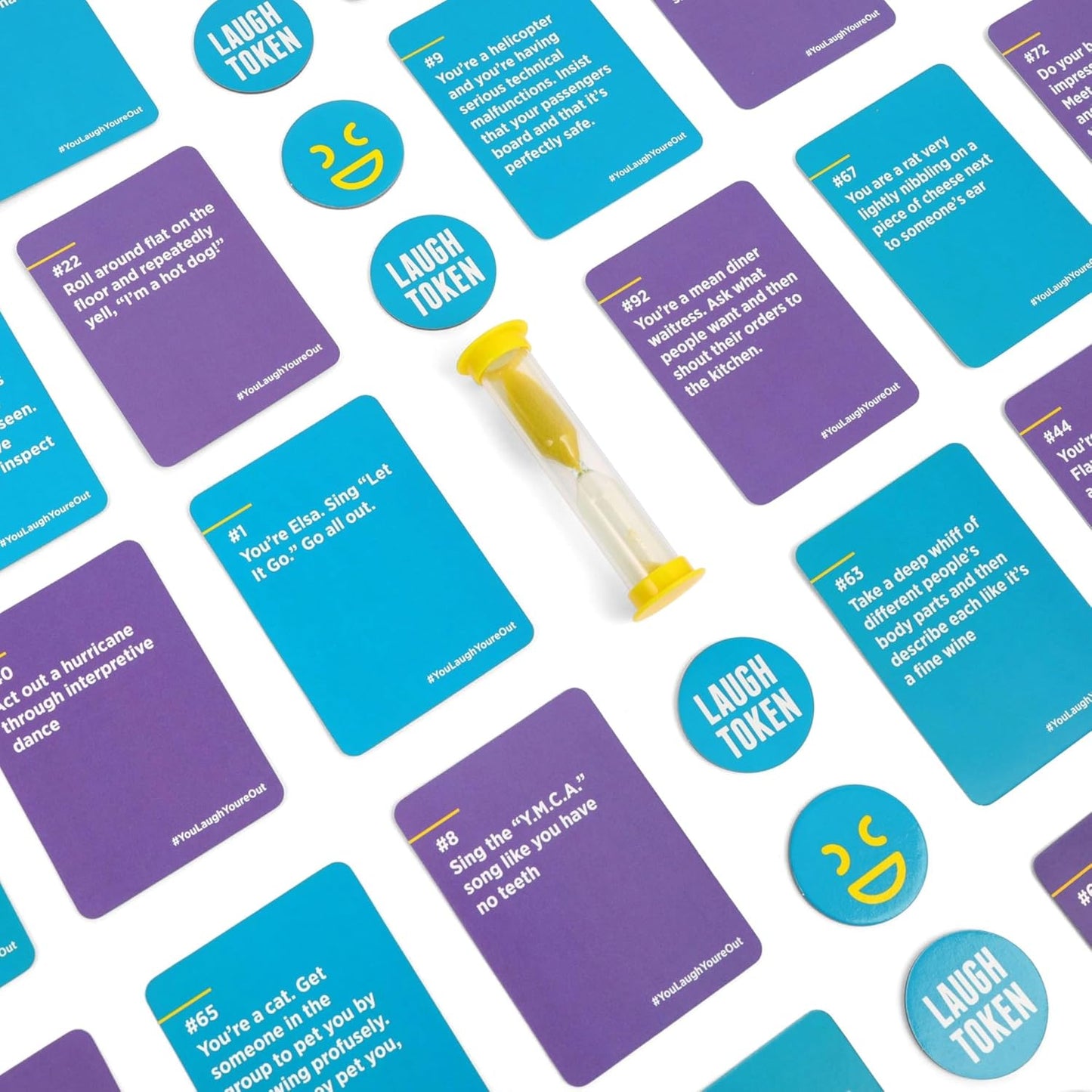 DSS Games You Laugh You're Out [Try Not to Laugh Family Card Game for Adults & Teens | White Elephant Gift for Adults | 125 Prompt Fun Cards for Family Game Nights, Thanksgiving, & Parties Ages 14+]