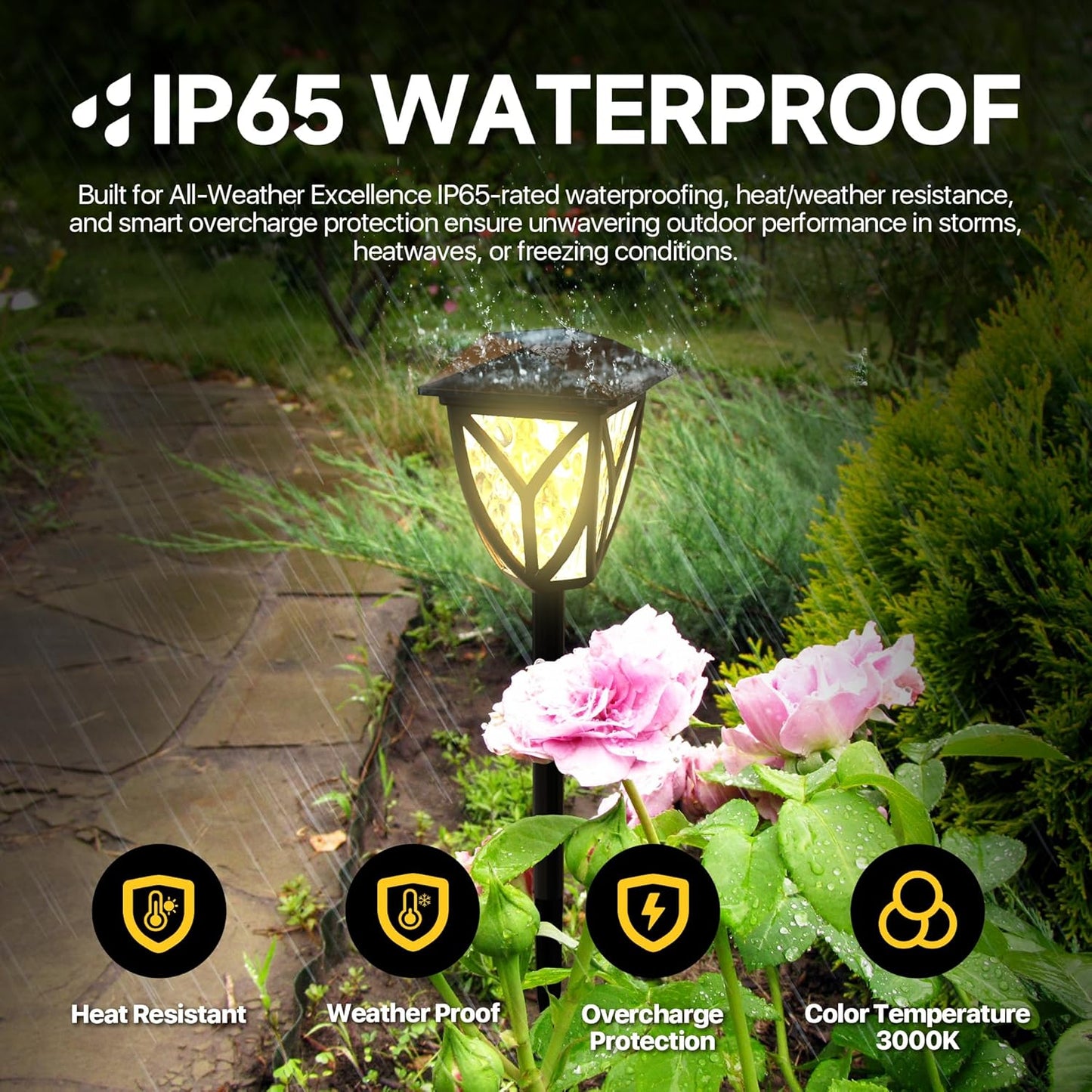 Ensenior 6-Pack Solar Lights Outdoor, 16.77" 3000K LED Solar Garden Lights for Pathway, Yard, Patio, Walkway, Planter, Waterproof, Energy-Efficient Landscape Lighting