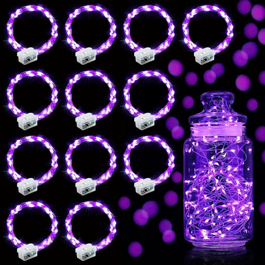 Aogist Led Fairy Lights 3 Modes Battery Operated String Lights Waterproof Silver Wire 7 Feet Firefly Starry Moon Mason Jar Lights for DIY Wedding Party Christmas (Pink, 12 Pack)