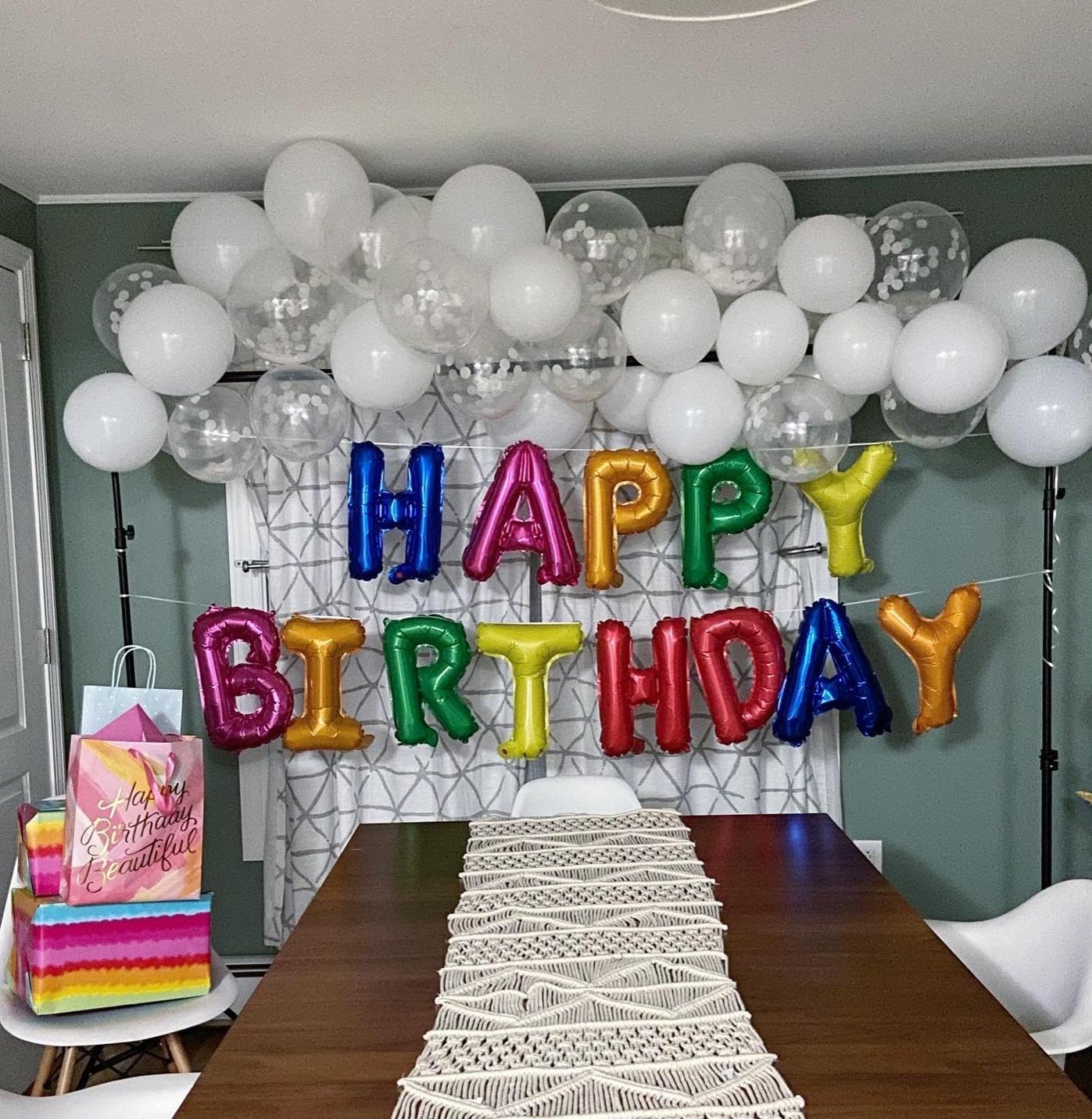 Rainbow Happy Birthday Balloon Banner, 16 Inch Foil Mylar Happy Birthday Balloons Letters, Reusable Colorful Happy Birthday Sign, Rainbow Birthday Decorations for Women, Boys and Girls
