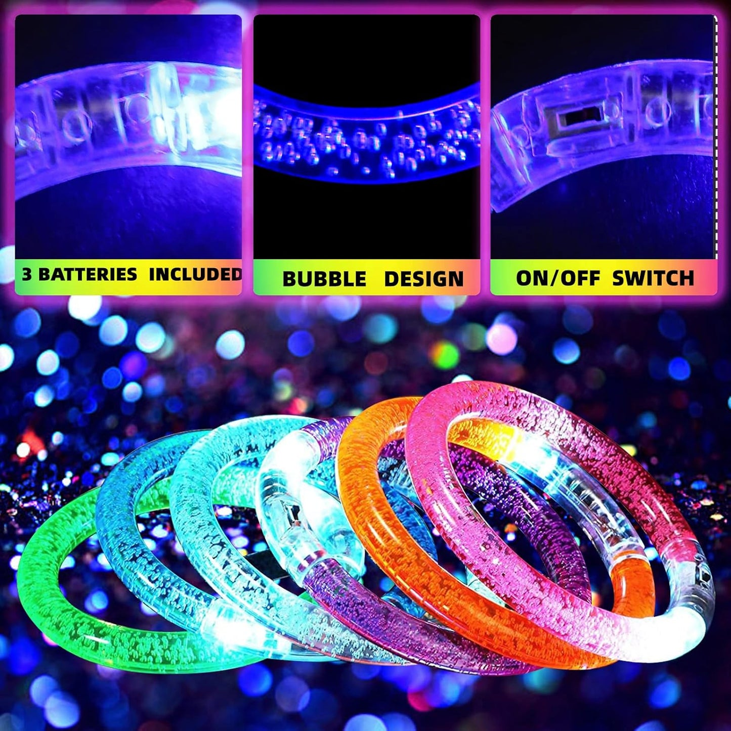90 PCS Led Glow Sticks Bracelets Glow In the Dark Party Supplies, Light Up Bracelets for Kids Adults, Party Favors for Christmas, Halloween, New Year Party Light Up Toys Gifts (90)