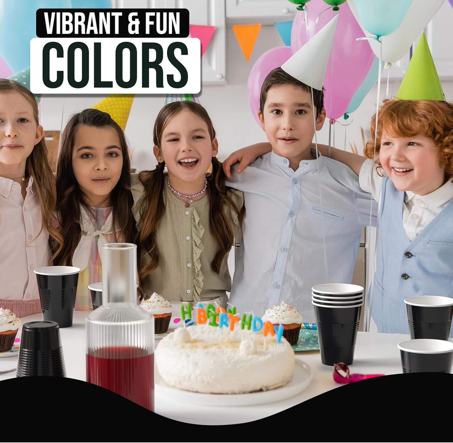 18 Oz Black Plastic Cups For Party Supplies 50 Pack | Black Disposable Cups Plastic | Disposable Drinkware For Parties, Events & Everyday