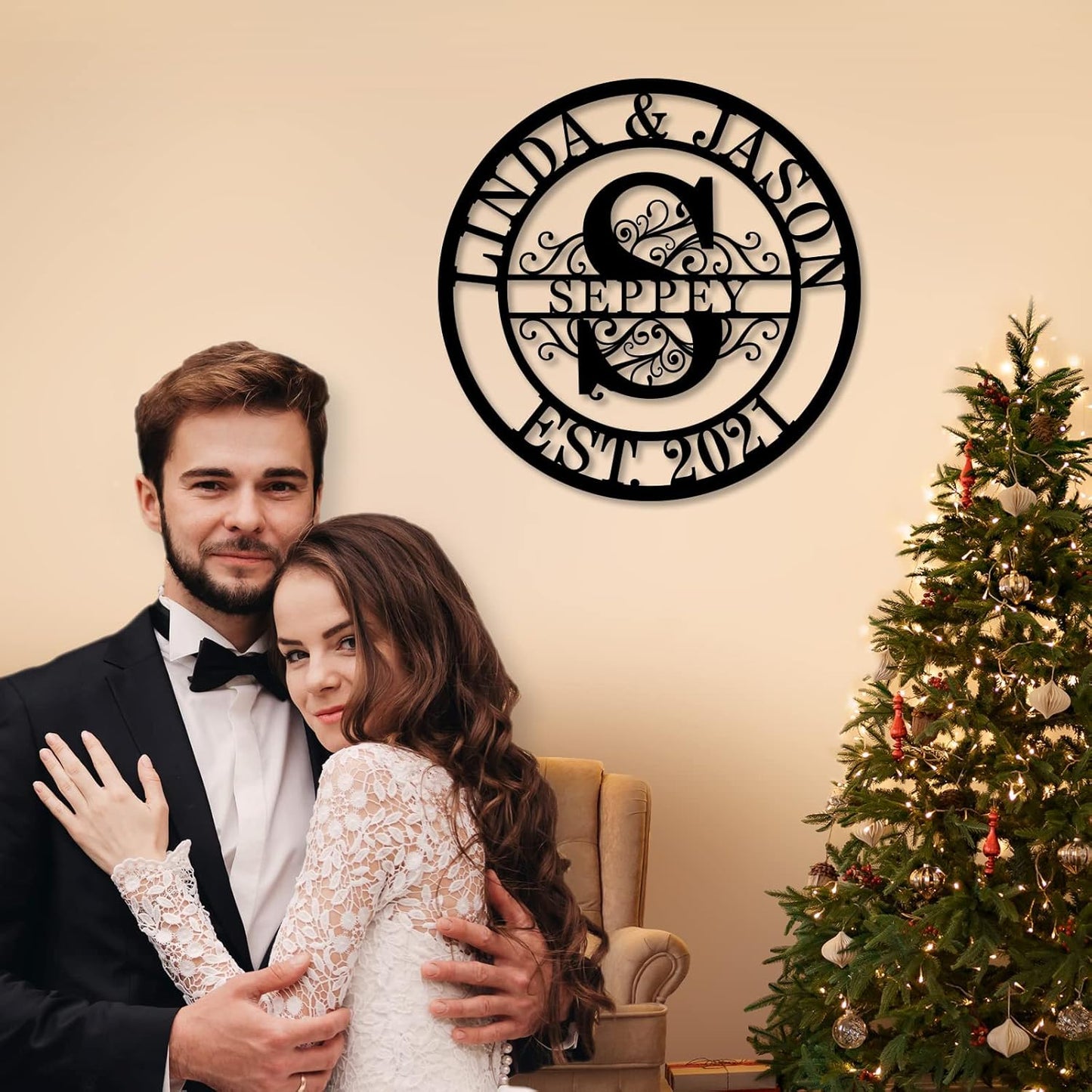 Personalized Family Name Sign Custom Last Name Metal Sign Personalized wedding gifts Monogram gifts Wall Decor Split Letter Name Metal anniversary wedding Signs