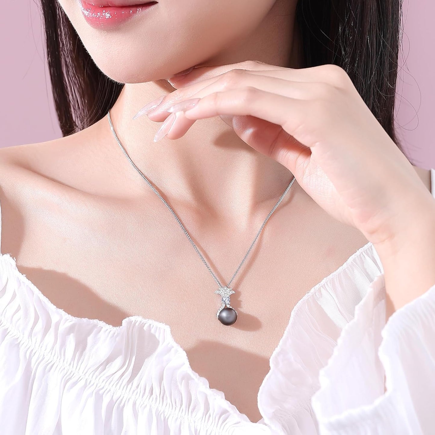 Gifts for Wife Women Anniversary -Pearl Necklace -Mom Girlfriend Her Fine Jewelry Mothers Day Valentines Christmas Birthdays Gift