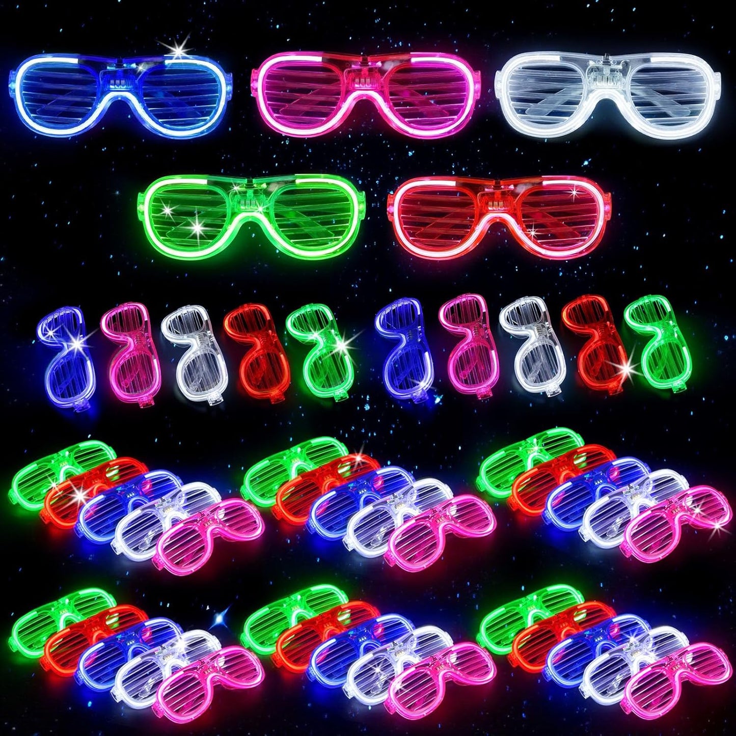 LovesTown 20PCS LED Glasses Party Favors, Glow In The Dark Party Supplies Accessories for Adult New Years Eve Wedding Birthday, Great prize for School Contest