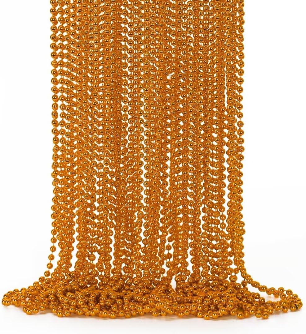 24PCS Bead Necklace, Orange Bead Necklaces Party Favors, 33" Mardi Gras Necklaces, Festival Parade Throw Accessories for Mardi Gras Halloween Wedding Celebrations Decorations
