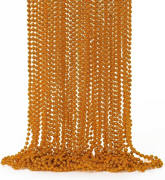 24PCS Bead Necklace, Orange Bead Necklaces Party Favors, 33" Mardi Gras Necklaces, Festival Parade Throw Accessories for Mardi Gras Halloween Wedding Celebrations Decorations