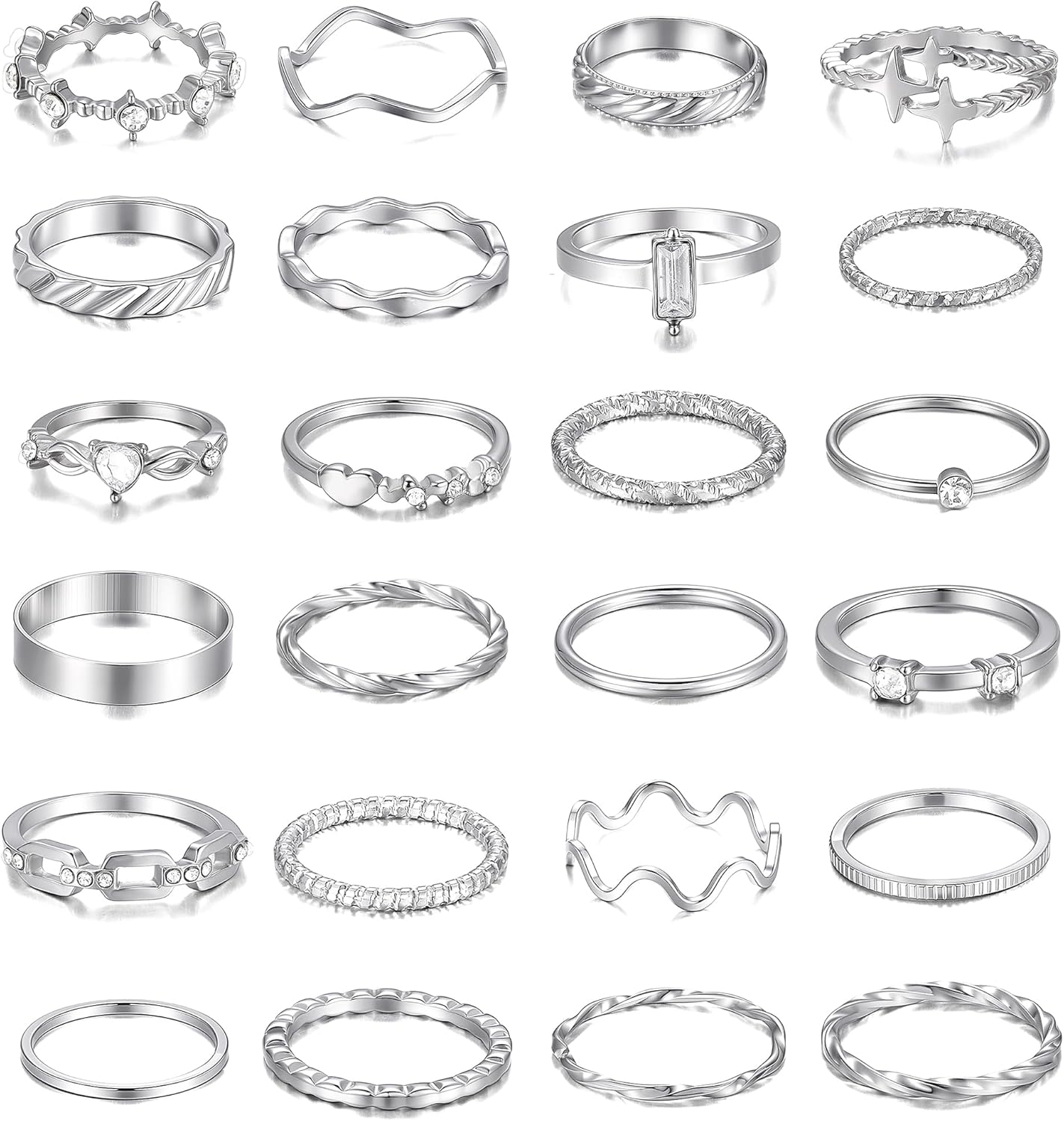 iF YOU 25 Pcs Gold Knuckle Ring Set for Women, Chunky Stackable Finger Midi Rings, Silver Simple Stacking Cute Rings Pack Trendy Stuff Jewelry Gift