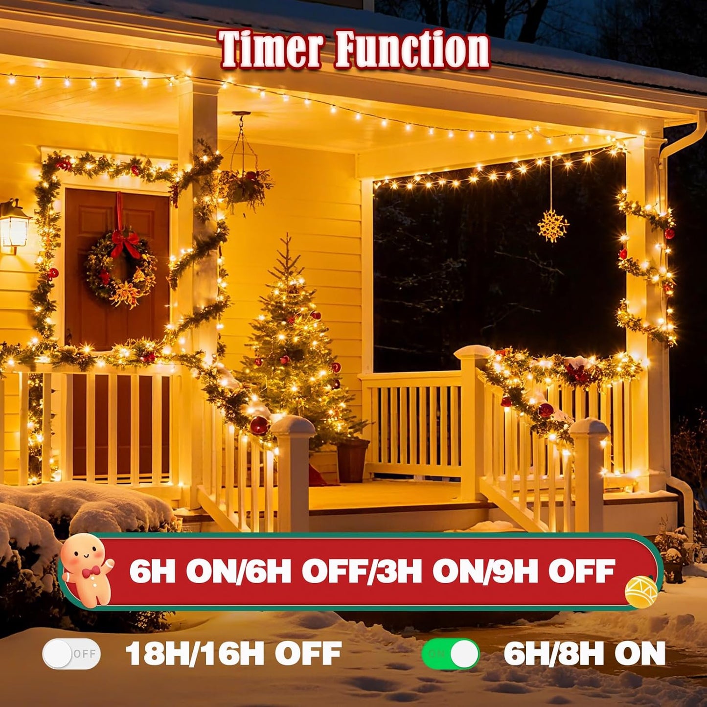 Voice Control 88ft 240LED Smart Christmas String Lights Outdoor/Indoor | String Lights Plug in with Remote, 12Modes, 7Voice Commands & Timers, Christmas Twinkle Light for Xmas Tree Decor (Warm White)