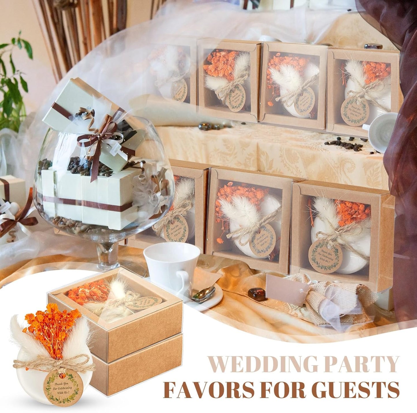 Demissle 24 Pack Scented Soap Favors Wedding Favors Christmas Bridal Shower Favors for Guests Bulk with Mini Dried Flowers for Bridal Baby Shower Baptism Party Guests Gifts