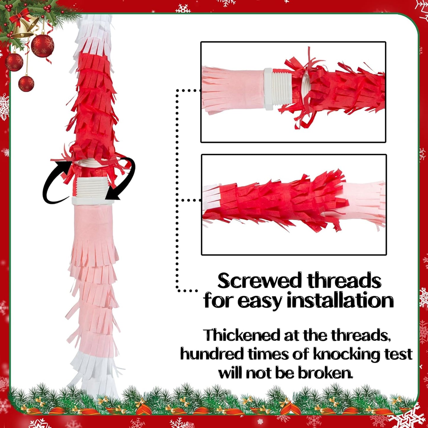 PCFING 21.6 Inch Christmas Santa Claus Piñata with 30 Inch Piñata Stick Blindfold Confetti for Boy Girl Adults Xmas Party Game Decorations