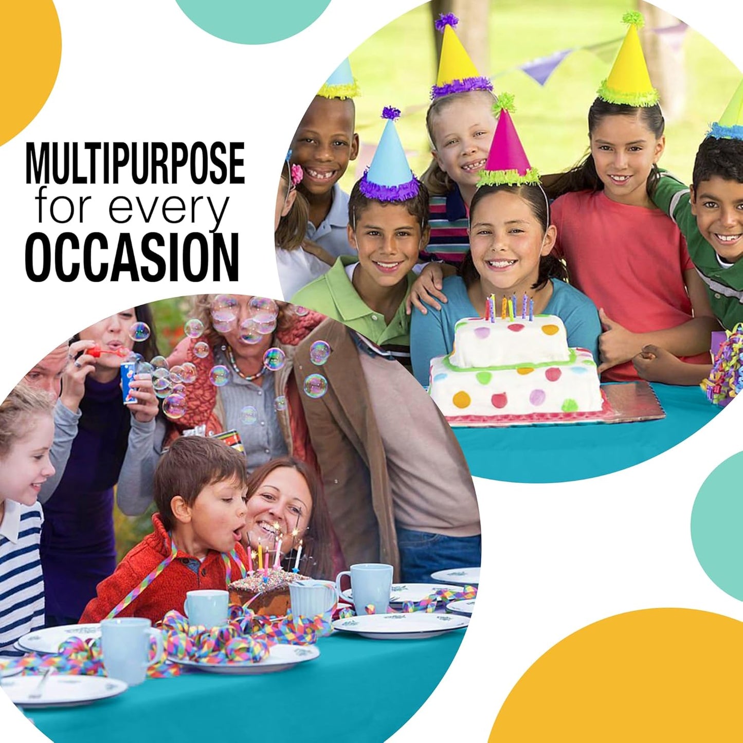 Party Solids 54 Inch X 100 Feet Turquoise Plastic Table Cover Roll in A Cut - to - Size Box with Convenient Slide Cutter. Cuts Up to 12 Rectangle 8 Feet Plastic Disposable Tablecloths