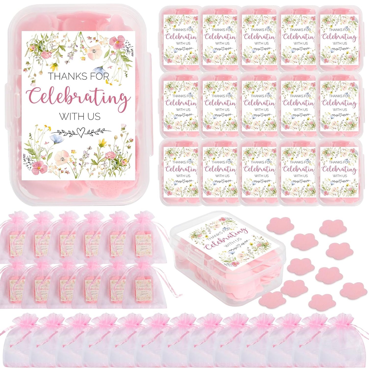 Love Is In Bloom Bridal Shower Decorations - 24 Pcs Wildflower Baby in Bloom Baby Shower Favors, Floral Pink Soap Favors Gifts for Guests, Wedding Engagement Decorations Party Supplies