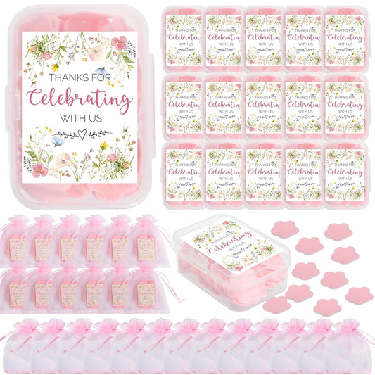 Love Is In Bloom Bridal Shower Decorations - 24 Pcs Wildflower Baby in Bloom Baby Shower Favors, Floral Pink Soap Favors Gifts for Guests, Wedding Engagement Decorations Party Supplies