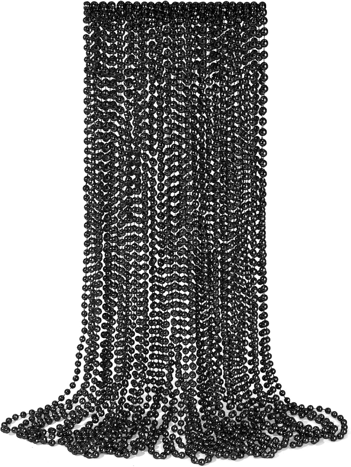 YAXINRUI 24 PCS Black Bead Necklaces, Black Mardi Gras Beads, Halloween Beads Necklaces, New Year Eve Necklaces, 33 Inch Black Beaded Necklaces for Mardi Gras Christmas Halloween Festive Events