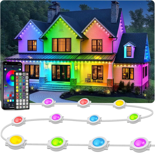 LITSOUL 200FT Permanent Outdoor Lights for House Waterproof, Smart RGB Eave LED Lighting with 16 Million Colors, IP67 Outdoor Strip Lights for Christmas Halloween Holiday Daily Decorations (200FT)