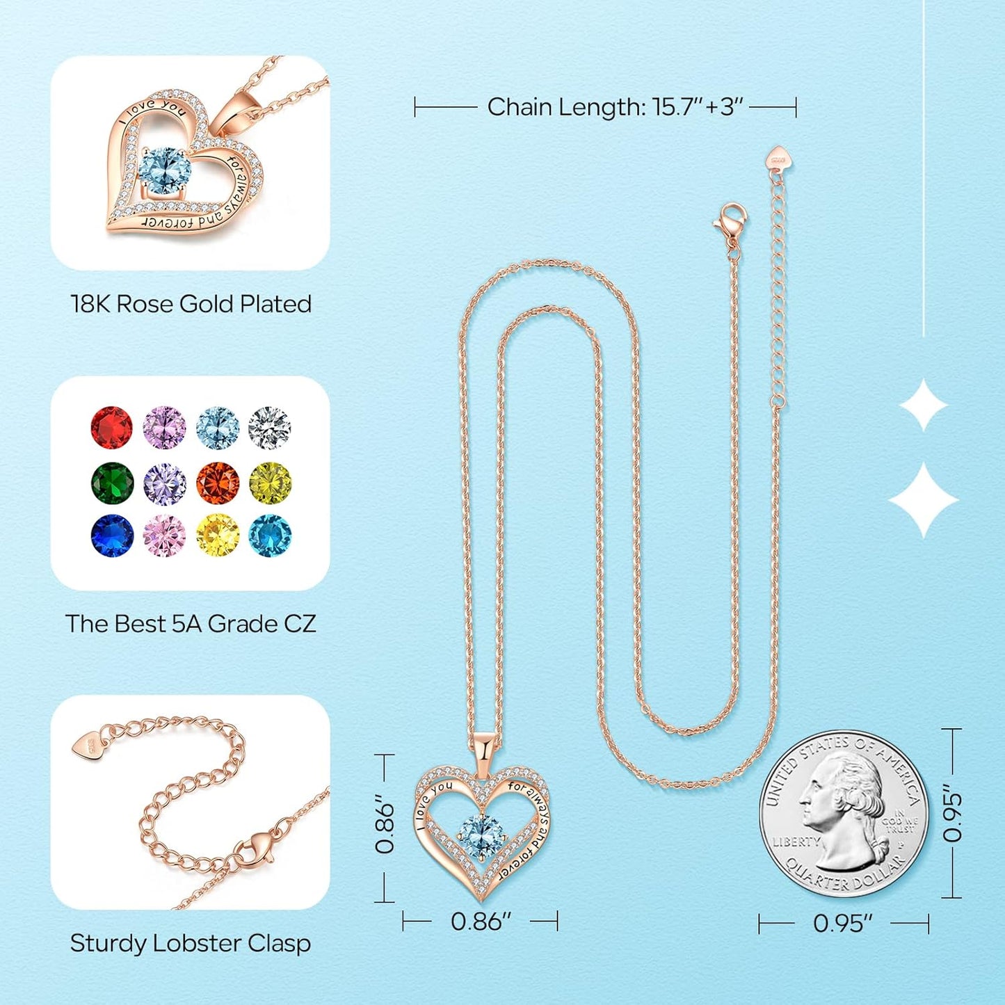 18K Rose Gold Necklaces for Women Birthday Gifts for Women Jewelry for Women Birthday Gifts for Wife Girlfriend Daughter Wife Birthday Gifts for Anniversary Mothers Day Christmas Valentines Gifts