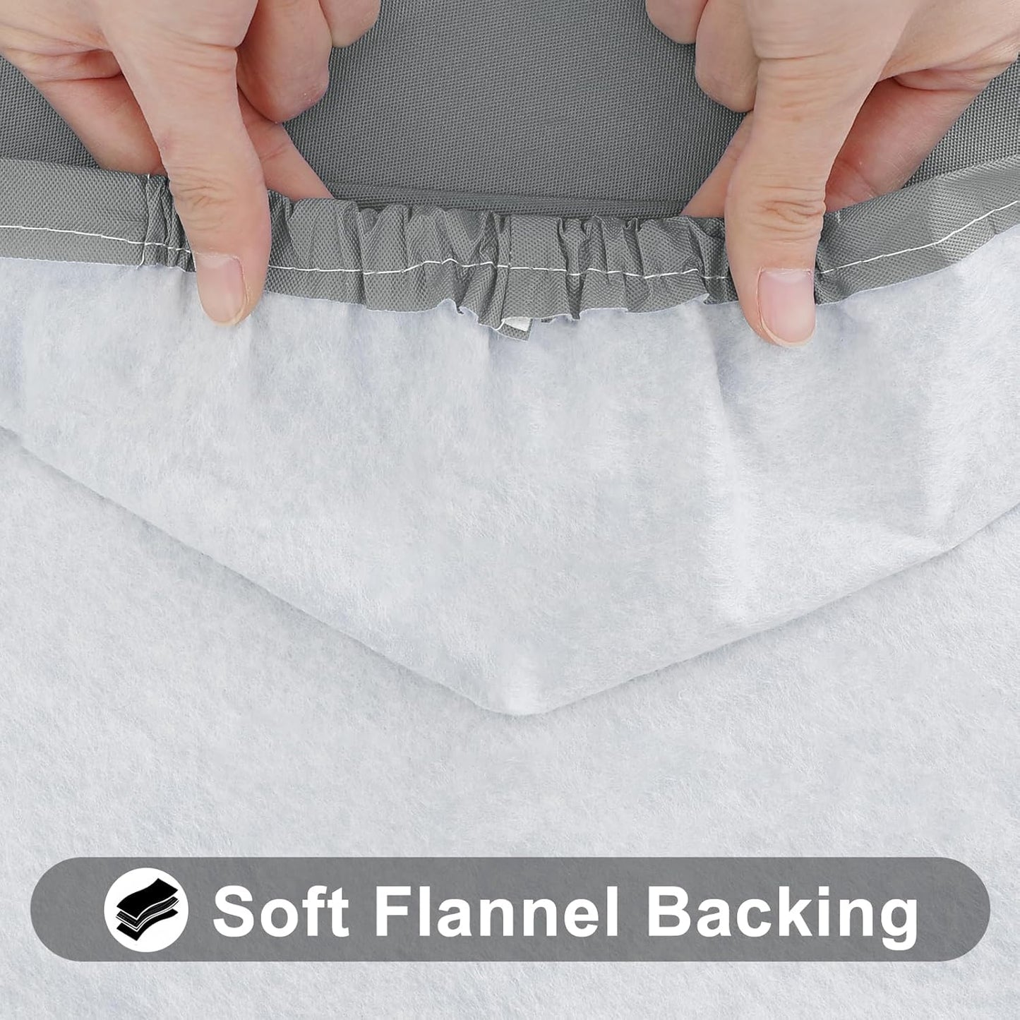 Smiry Rectangle Tablecloth, Elastic Fitted Flannel Backed Vinyl Tablecloths for 6ft Folding Tables, Waterproof Wipeable Table Covers for Indoor, Outdoor, Picnic and Camping (Grey, 30"x72")