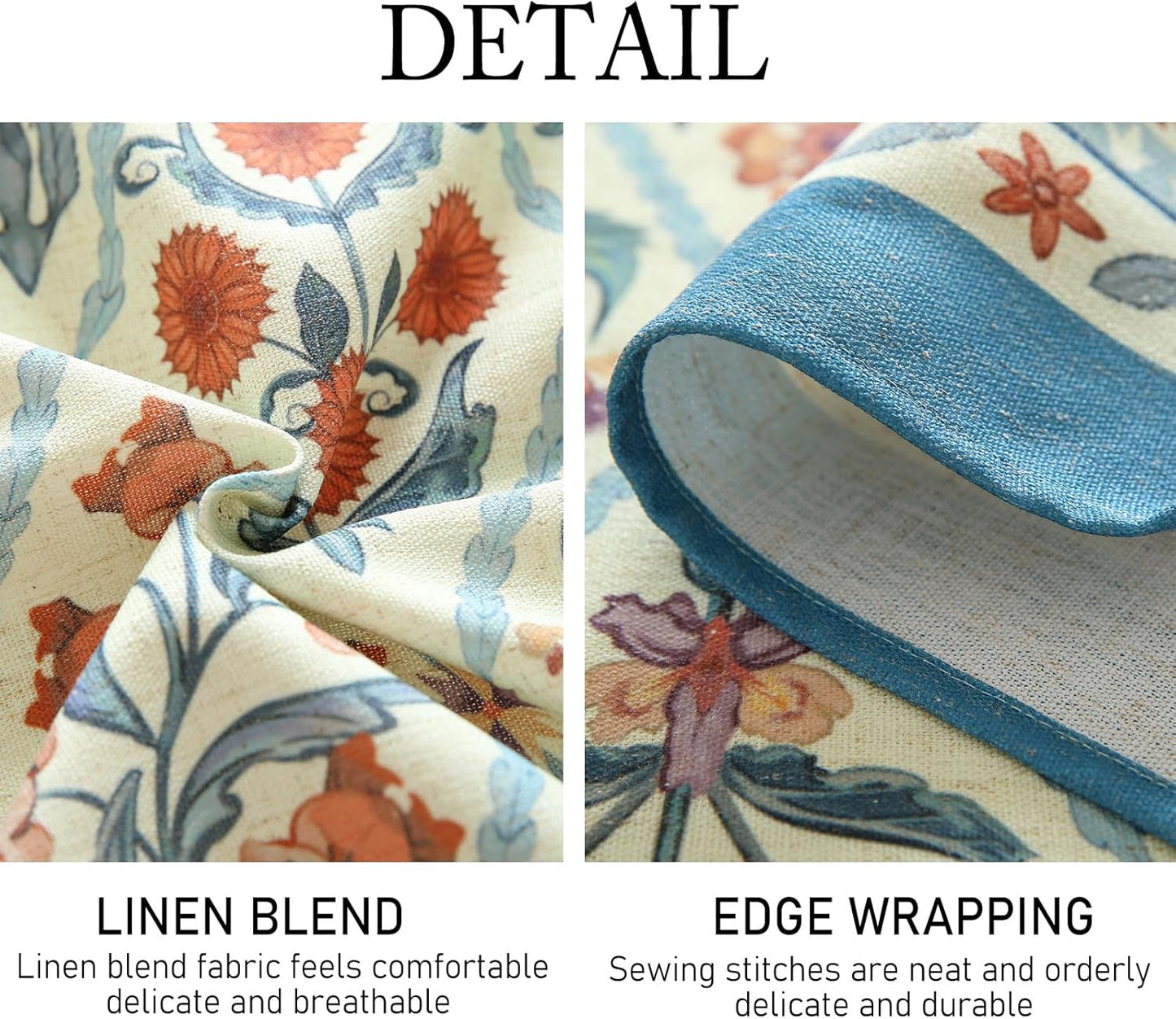 ISAENNE Designer Linen Elegant Extra Long Rectangle Tablecloth,Colorful Floral Bohemian Table Cloth,Wrinkle Resistant Decor Tablecloths for Dining Thanksgiving Kitchen,67"*118"-Floralsea A