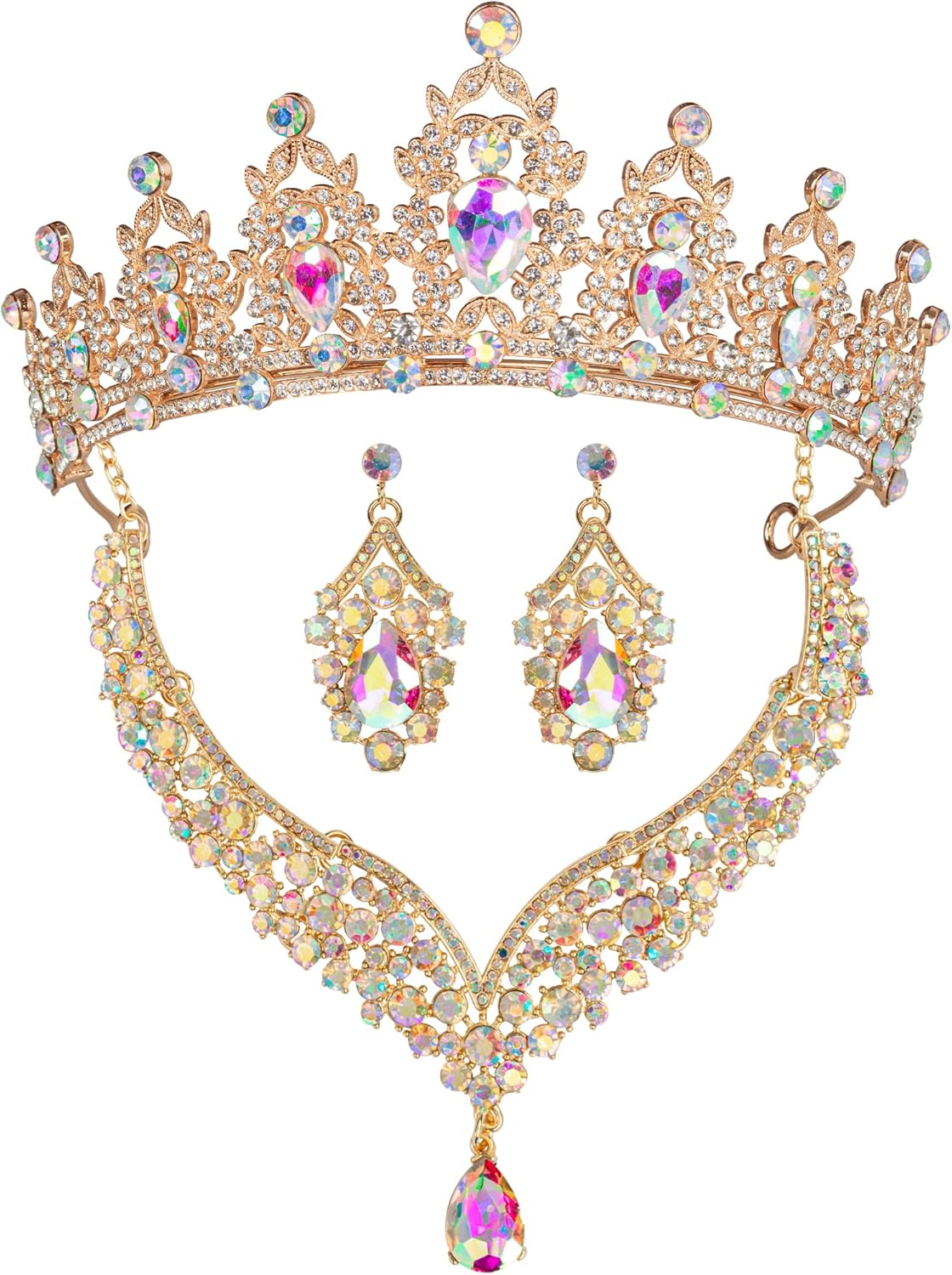 Crowns and Tiaras jewelry sets for Wedding princess birthday party Halloween Prom Pageant Jewelry for Women Crystal Bridal Jewelry Set for women