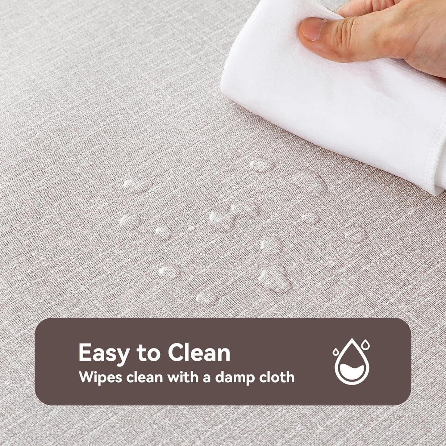 Romanstile 100% Waterproof PVC Tablecloth, Square Oil Spill Proof Stain Resistant Vinyl Table Cloth, Wipe Clean Plastic Table Covers for Kitchen/Dining/Parties - 54 x 54 Inch, Beige