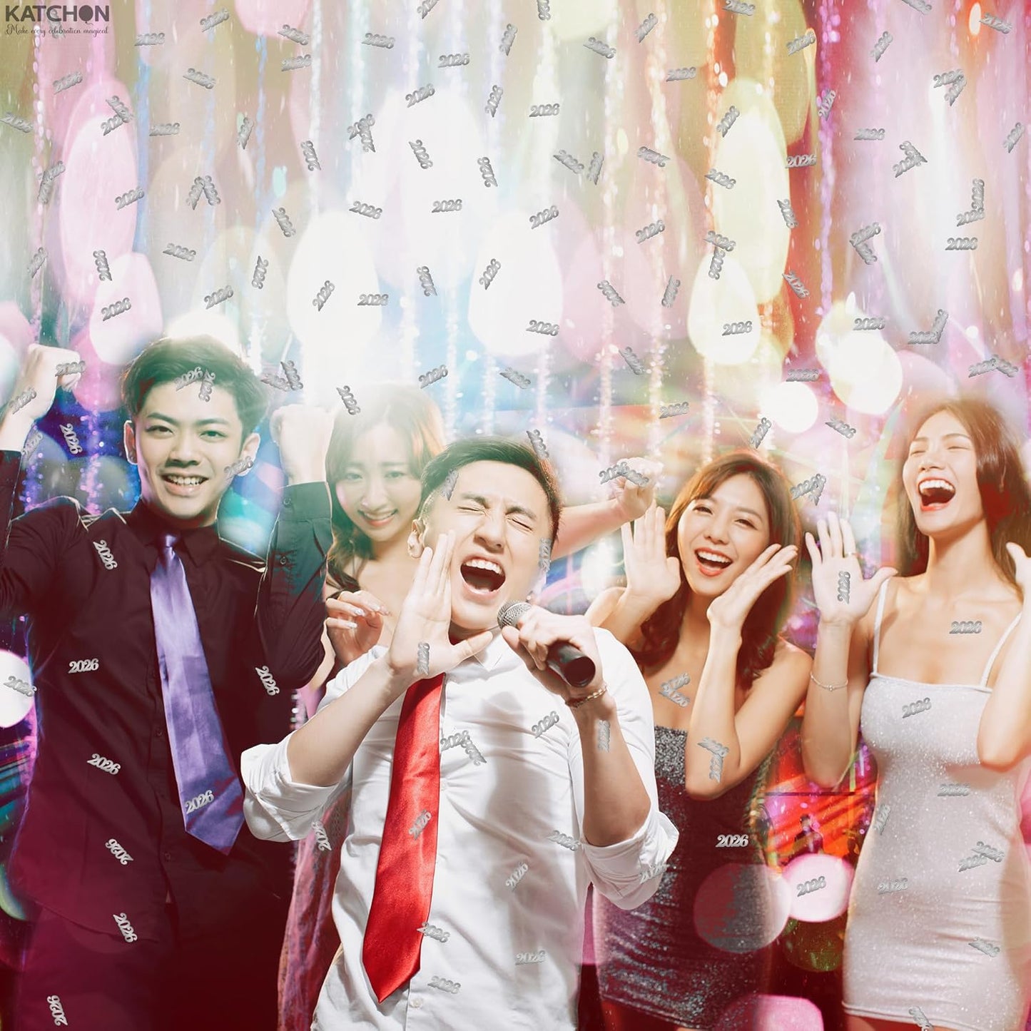 Katchon, Silver Confetti - Pack Of 500 | New Year Confetti | Silver New Year Decorations 2026 | Table Decorations 2026 | Nye Decorations | Happy New Year 2026