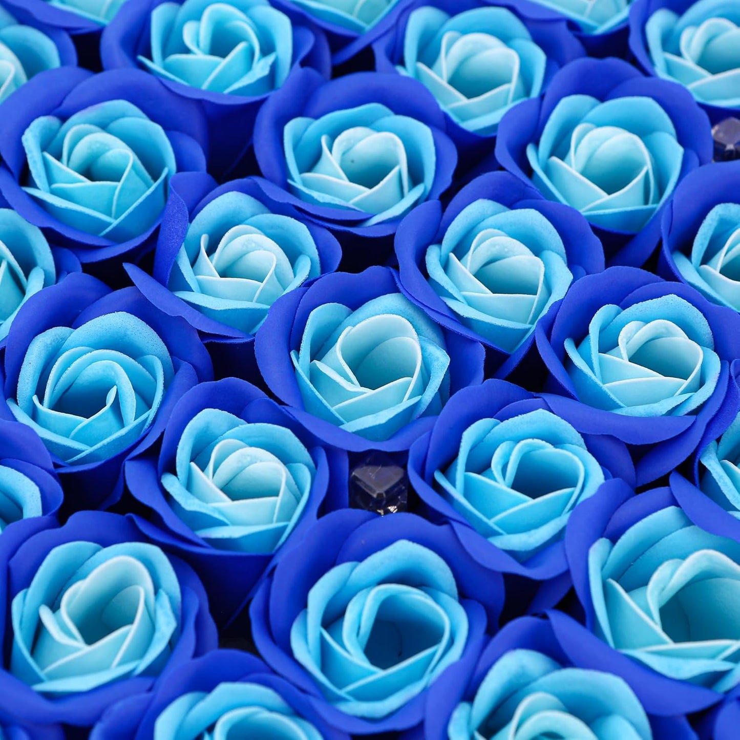 81PCS Soap Flower, Roses Rosas Floral Shaped Scented Bath Body Shower Petals Bouquet for Her, Valentine's Day, Wedding, Birthday, Mothers Day, Party Favor Gift Idea (Light + Dark Blue)