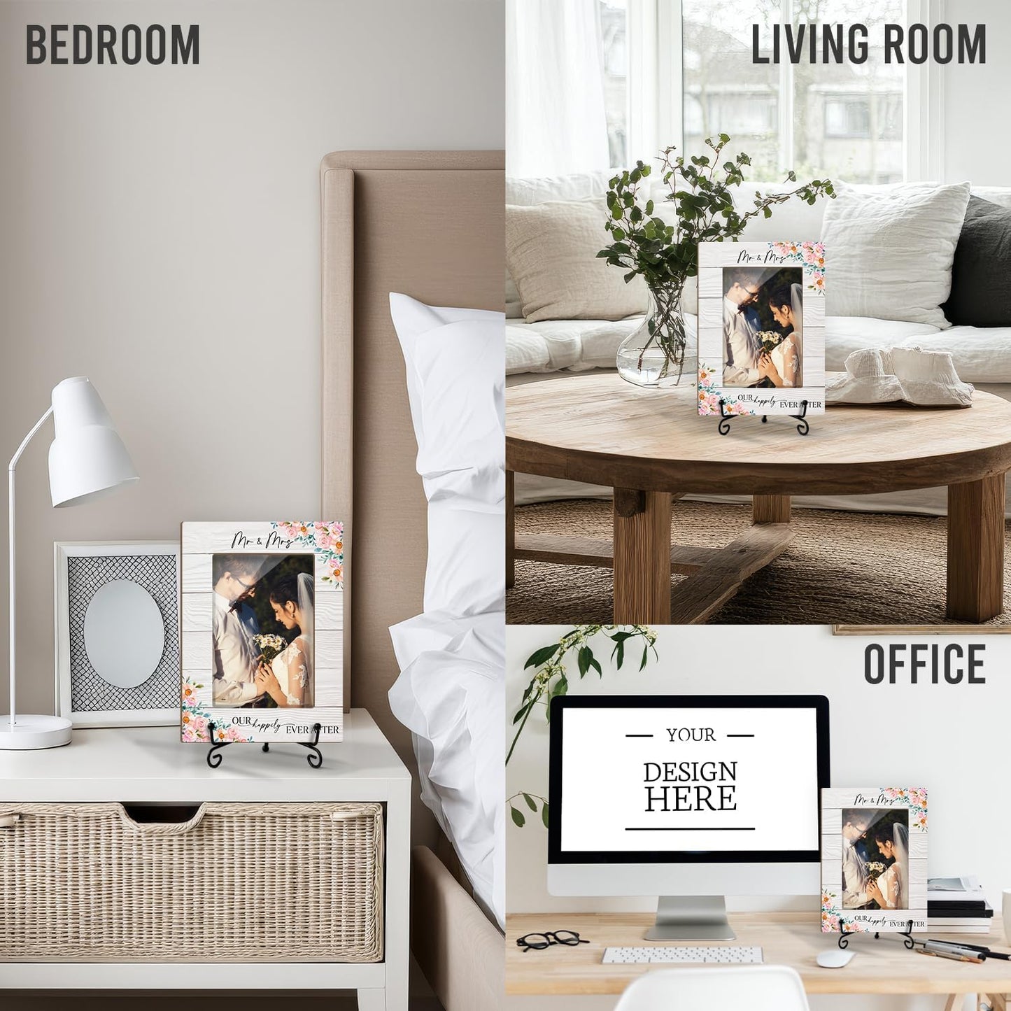 Mr & Mrs Wedding Picture Frame, Wedding Engagement Gifts For Newlyweds Couple Bride Groom, 4x6 Wooden Picture Frame Tabletop Display Home Decor -10