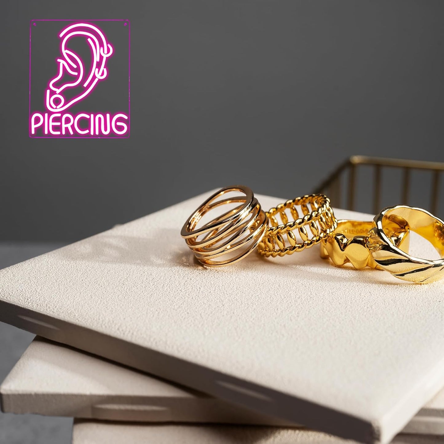 Ear Piercing Neon Sign, Cool Pink Dimmable LED Creative Ear Earring Neon Light, Tattoo Studio Barber Salon Massage SPA Shop Neon Light Decoration, Suitable Gift For Young People And Girls(13 * 11in)