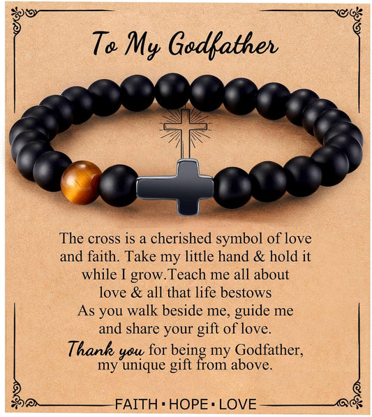 Mens Bracelet with Love Card Inspirational Jewelry Gifts for Man Christian Religious Baptism Valentines Day Graduation Retirement Christmas Beaded Bracelets Gifts