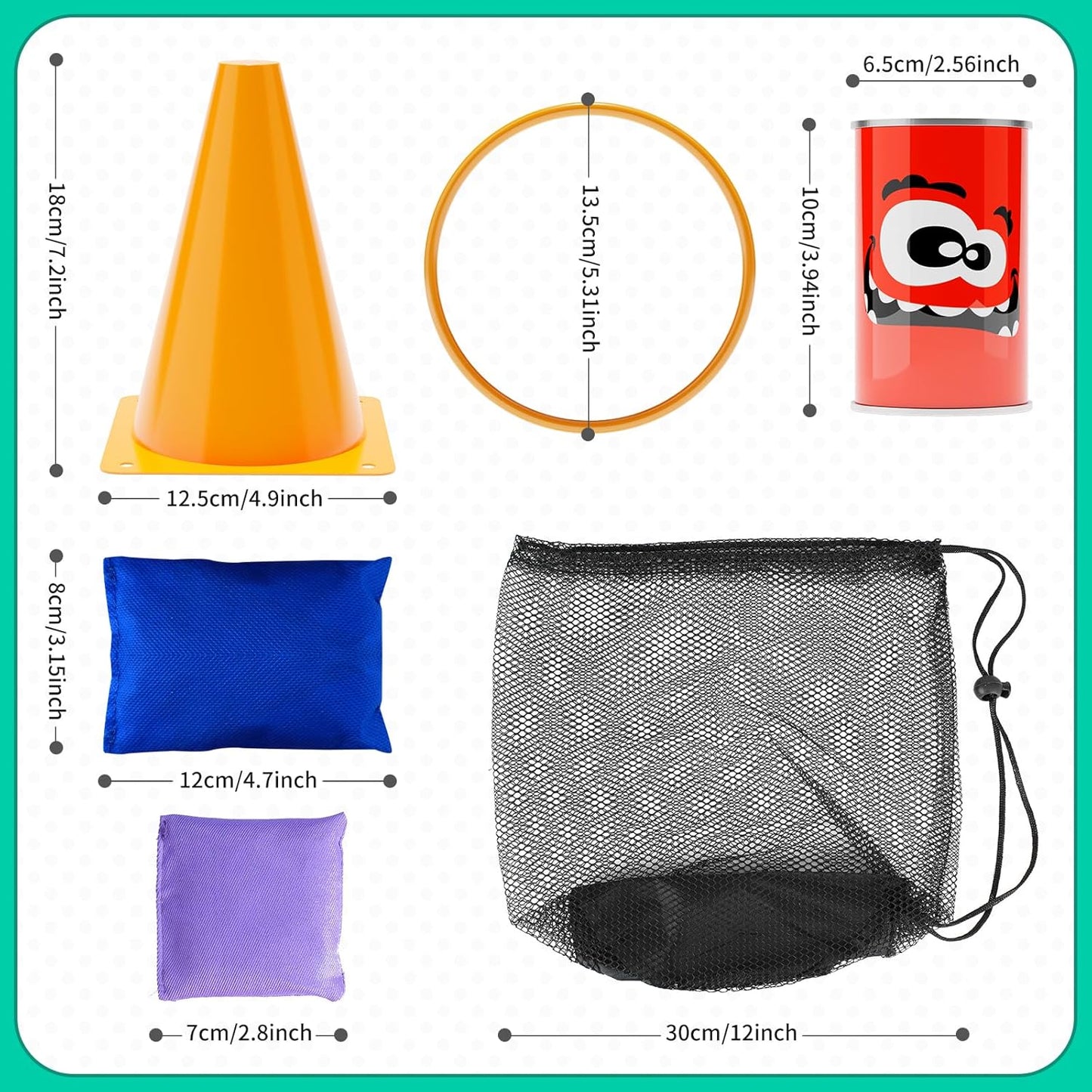 58PCS Carnival Games Combo Set, Dart Board Knock Down Can Bean Bag Toss Game Party Indoor Outdoor Birthday Party Fall Festival Field Day for Kids Adults Yard Plastic Cones Outside Games