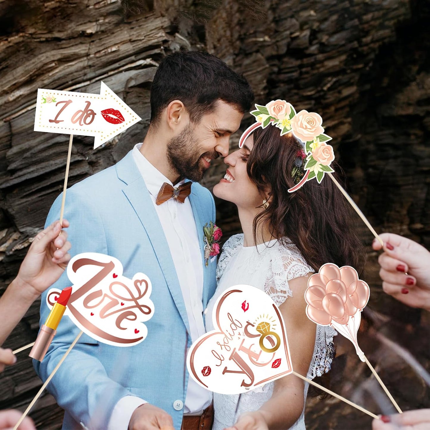 Bachelorette Party Decorations, Kaluofan 25 Pcs Bachelorette Party Accessories，Funny Wedding Photo Booth Props for Engagement Wedding Reception Party Bride Wedding Shower Decor(Pink and Black)