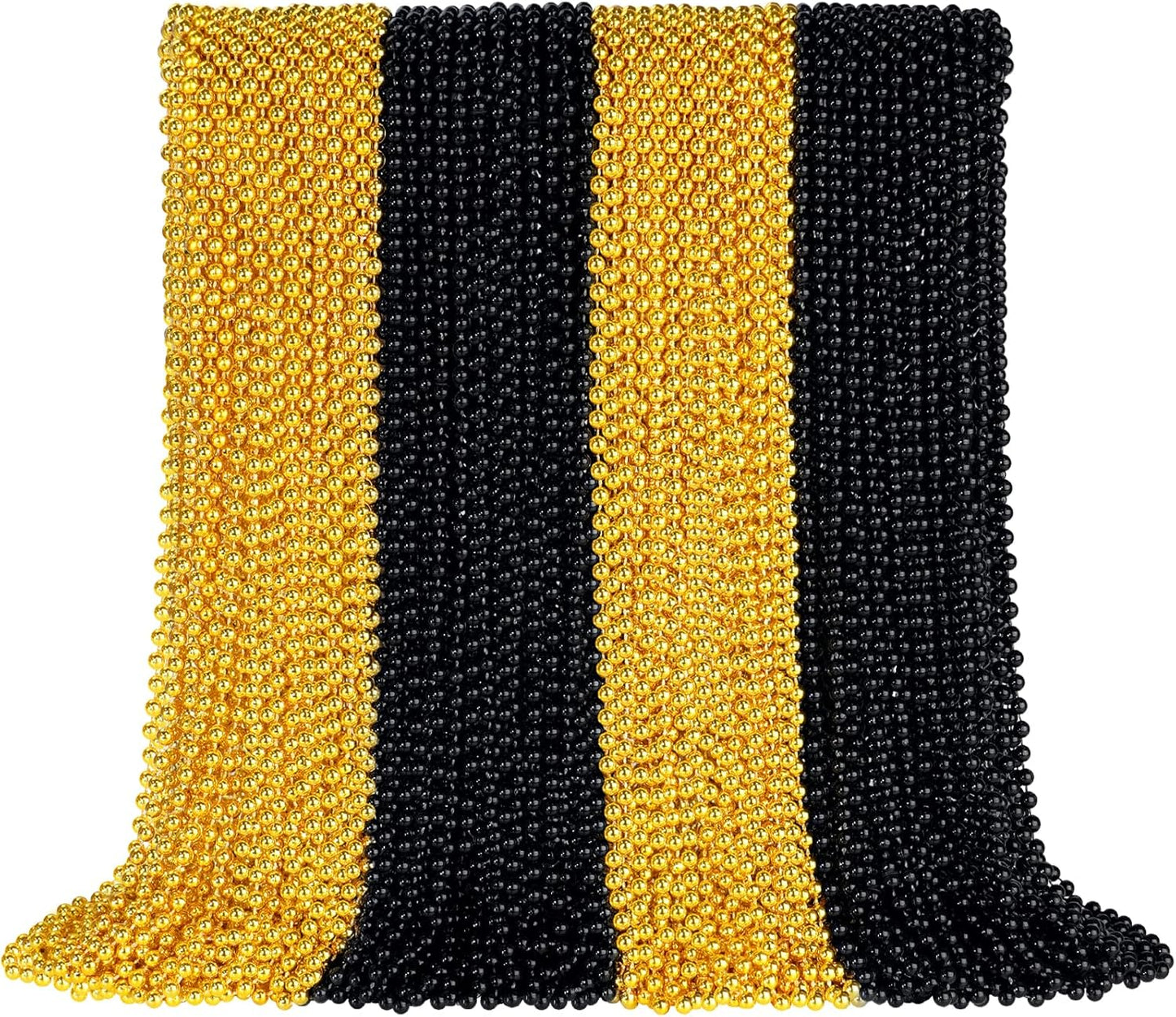 144 PCS Gold Black New Year Necklaces, New Year Eve Necklaces, 33'' Round Happy New Year Necklace Accessories, 2026 New Year Party Beads for New Year's Day, Halloween, Christmas, Carnival Party Favors